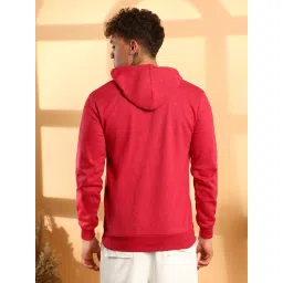 Campus Sutra Red Cotton Regular Fit Printed Hooded Sweatshirt image 2
