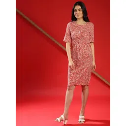 Campus Sutra Red Floral Print Dress-picture-40