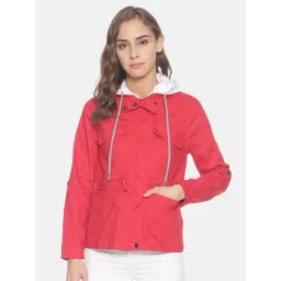 Campus Sutra Red Hooded Jacket-picture-32