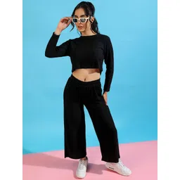 Campus Sutra Ribbed Long Sleeves Crop Top & Trouser-picture-34