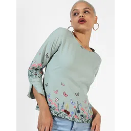 Campus Sutra Round Neck Floral Printed Regular Top-picture-41
