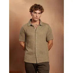 Campus Sutra Sand Beige Solid-Knit Oversized Shirt-picture-36