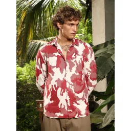 Campus Sutra Scarlet Red Camou-Tactile Shirt-picture-39