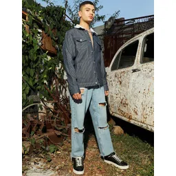 Campus Sutra Self Design Windcheater Outdoor Denim Jacket-picture-35