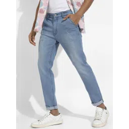 Campus Sutra Sky Blue Regular Fit Distressed Jeans image 1