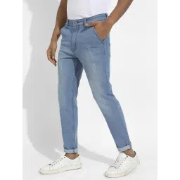 Campus Sutra Sky Blue Regular Fit Distressed Jeans image 3