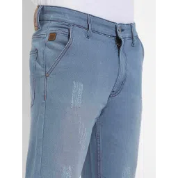 Campus Sutra Sky Blue Regular Fit Distressed Jeans image 4