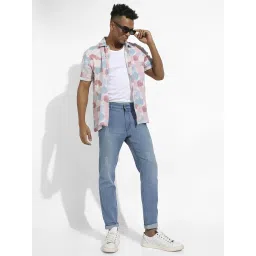 Campus Sutra Sky Blue Regular Fit Distressed Jeans image 5