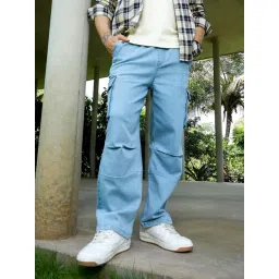 Campus Sutra Sky Blue Straight-Leg Parachute Denim Jeans-picture-32