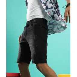 campus sutra Solid Men Denim Black Denim Shorts-picture-14