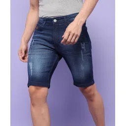 campus sutra Solid Men Denim Blue Denim Shorts-picture-16