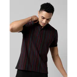 Campus Sutra Striped Polo Collar Cotton T-shirt-picture-10