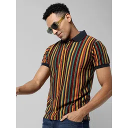 Campus Sutra Striped Polo Collar Cotton T-shirt-picture-18