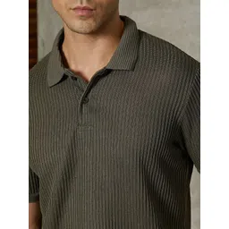 Campus Sutra Striped Polo Collar Cotton T-shirt image 5