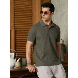 Campus Sutra Striped Polo Collar Cotton T-shirt image 1