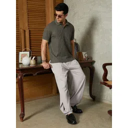 Campus Sutra Striped Polo Collar Cotton T-shirt image 3