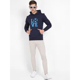 Campus Sutra Typography Printed Hooded Cotton Pullover Sweatshirt image 3