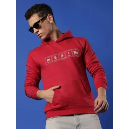 Campus Sutra Typography Printed Hooded Cotton Pullover Sweatshirt image 1