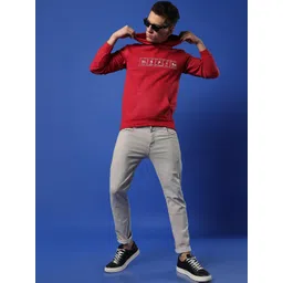 Campus Sutra Typography Printed Hooded Cotton Pullover Sweatshirt image 3