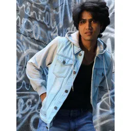 Campus Sutra Washed Windcheater Cotton Hooded Denim Jacket-picture-11