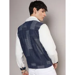 Campus Sutra Washed Windcheater Faux Fur Trim Cotton Denim Jacket image 5