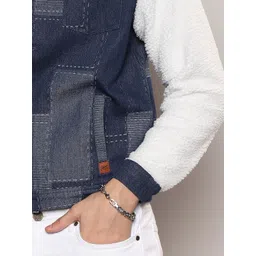 Campus Sutra Washed Windcheater Faux Fur Trim Cotton Denim Jacket image 2