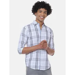 Campus Sutra White Checked Classic Cotton Shirt-picture-34