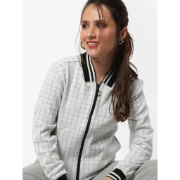 Campus Sutra White Cotton Chequered Jacket image 1