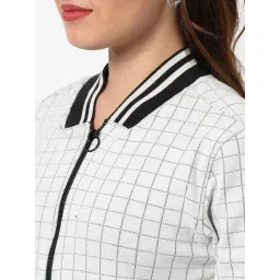 Campus Sutra White Cotton Chequered Jacket image 4