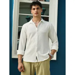 Campus Sutra White Polycotton Regular Fit Textured Shirt-picture-19