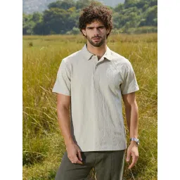 Campus Sutra White Regular Fit Self Pattern Polo T-Shirt-picture-24