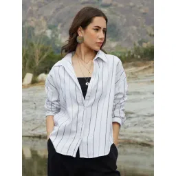 Campus Sutra White Regular Fit Striped Shirt-picture-22