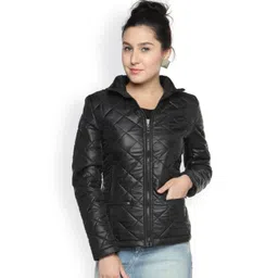 Campus Sutra Windcheater Spread Collar Crop Quilted Jacket-picture-10