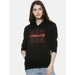 Campus Sutra Women Black & Red Printed Hooded Sweatshirt-picture-33