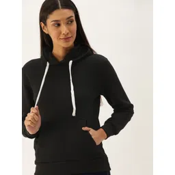 Campus Sutra Women Black Hooded Sweatshirt-picture-43