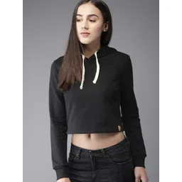 Campus Sutra Women Black Hooded Sweatshirt-picture-42