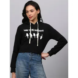 Campus Sutra Women Black Hooded Sweatshirt-picture-36