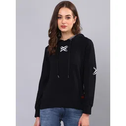 Campus Sutra Women Black Hooded Sweatshirt-picture-11