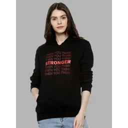 Campus Sutra Women Black Printed Hooded Sweatshirt-picture-34
