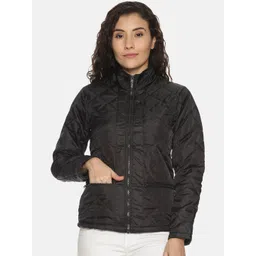 Campus Sutra Women Black Printed Windcheater Quilted Jacket-picture-37