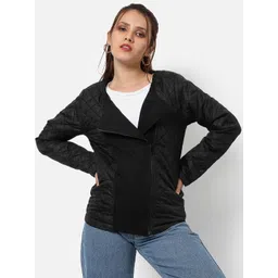 Campus Sutra Women Black Windcheater Outdoor Bomber Jacket-picture-18