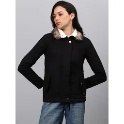 Campus Sutra Women Black Windcheater Tailored Jacket-picture-10