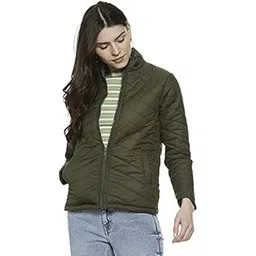 campus sutra Women Blended Stylish Solid Standard Length Bomber Jacket(AZ119_JKBOM_W_PLN_OL_AZ_S) Olive-picture-21