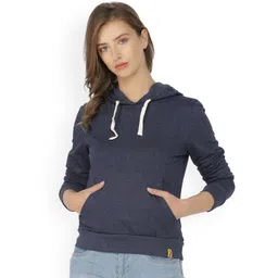 Campus Sutra Women Blue Solid Hooded Sweatshirt-picture-14