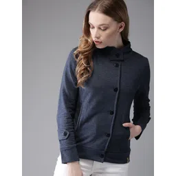 Campus Sutra Women Blue Solid Tailored Jacket-picture-17