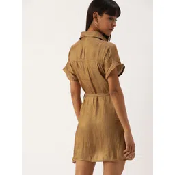 Campus Sutra Women Brown Solid Fit and Flare Dress image 4