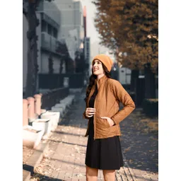 Campus Sutra Women Brown Solid Padded Jacket-picture-17