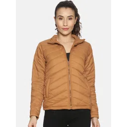 Campus Sutra Women Brown Solid Windcheater Padded Jacket-picture-20