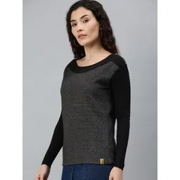 Campus Sutra Women Charcoal Grey Solid Sweatshirt-picture-15