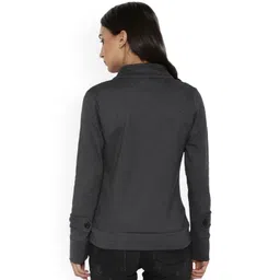 Campus Sutra Women Charcoal Solid Sporty Jacket image 5